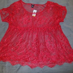 Torrid red lace shirt